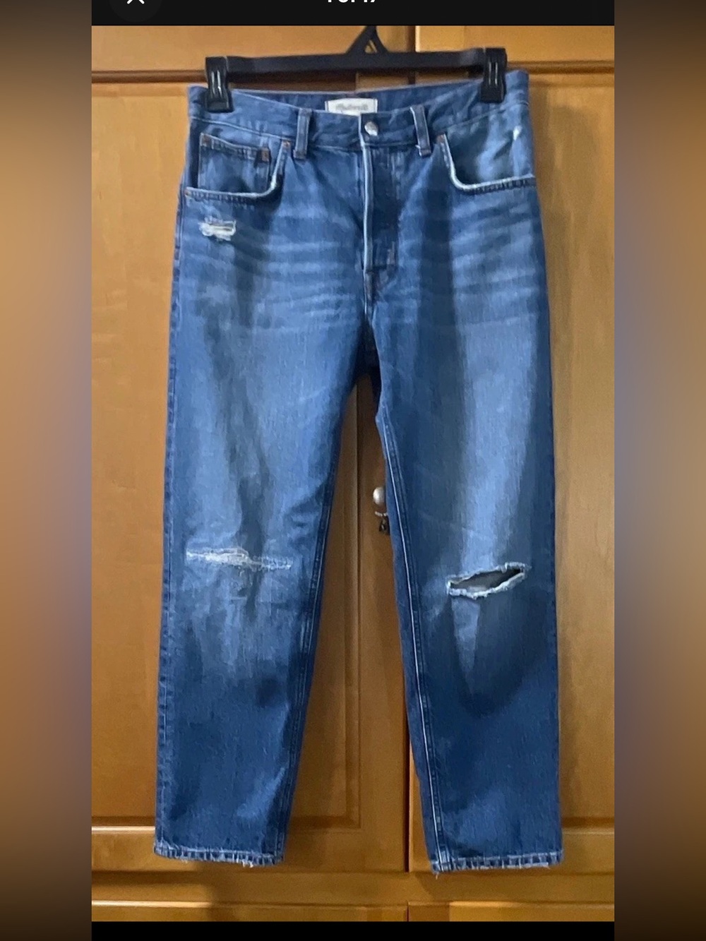 Madewell The Dean Easy Straight Crop Jean Button Fly 27 Labette Wash 100% cotton